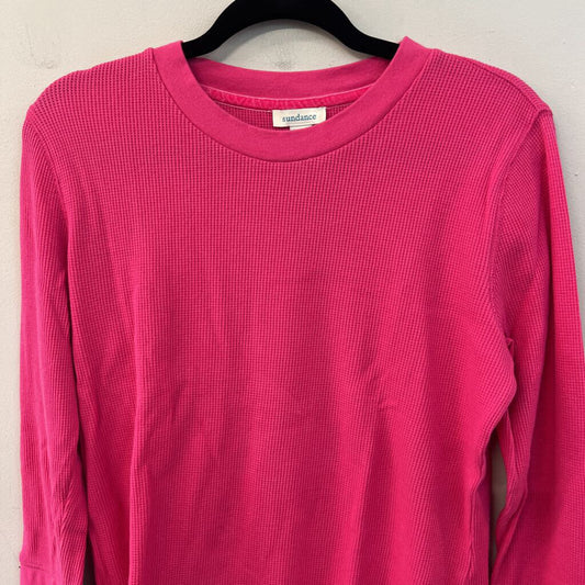 Sundance Pink Waffle Knit Long Sleeve Top Medium Petite