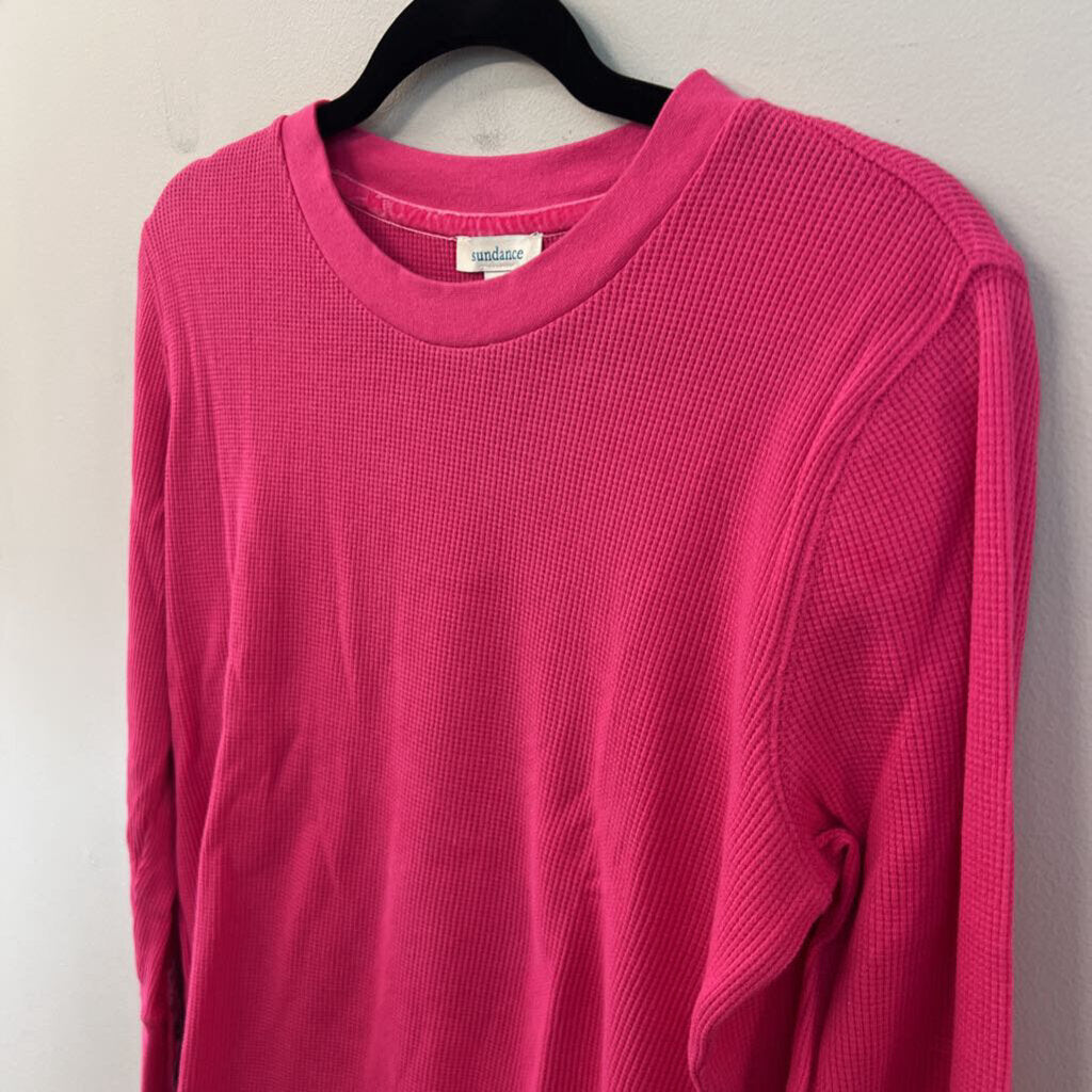 Sundance Pink Waffle Knit Long Sleeve Top Medium Petite