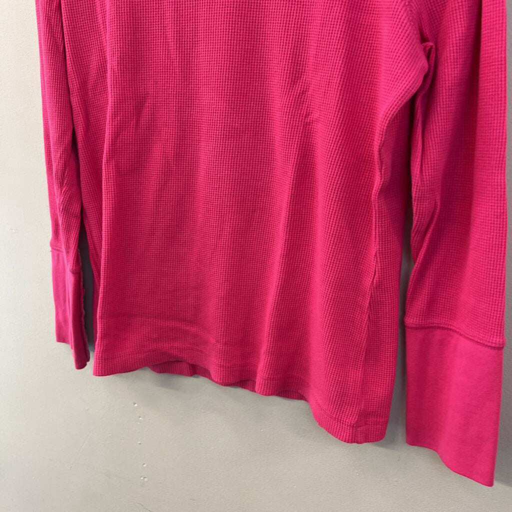 Sundance Pink Waffle Knit Long Sleeve Top Medium Petite