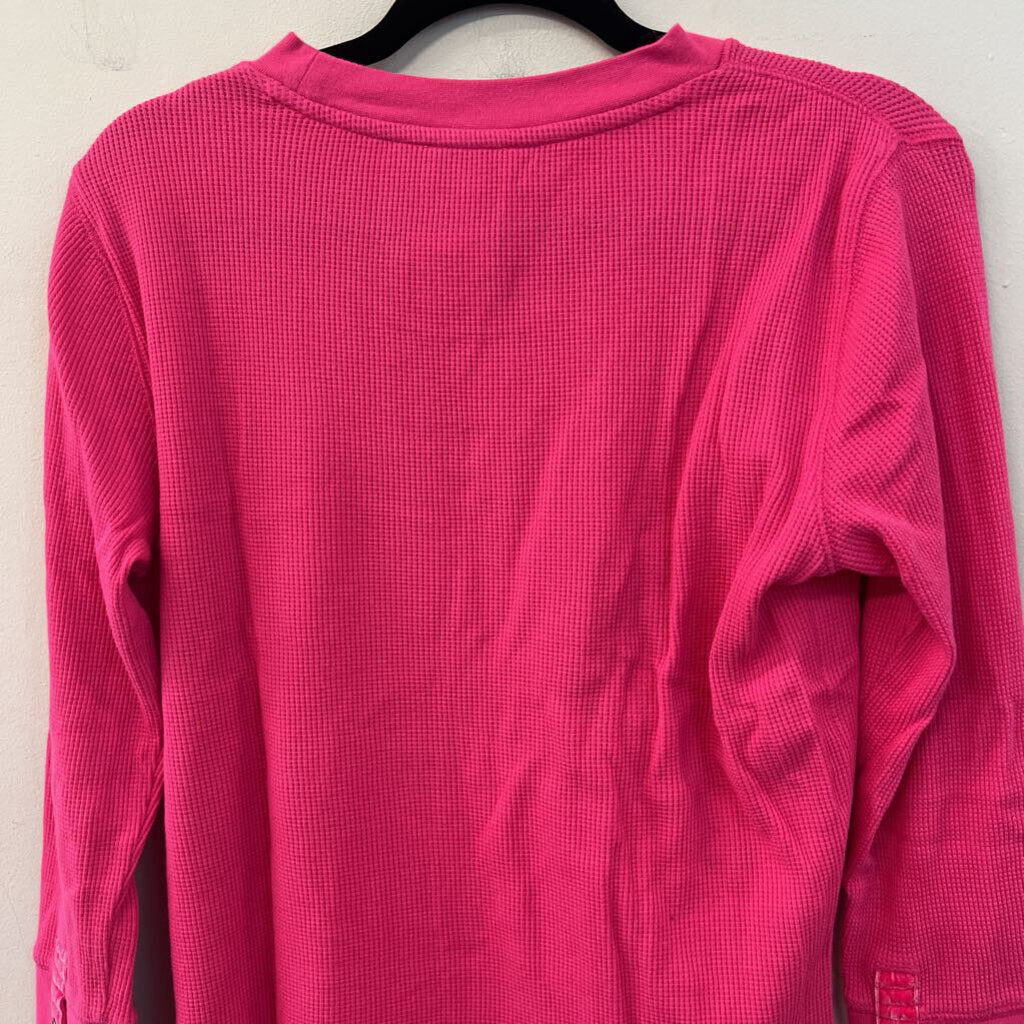 Sundance Pink Waffle Knit Long Sleeve Top Medium Petite