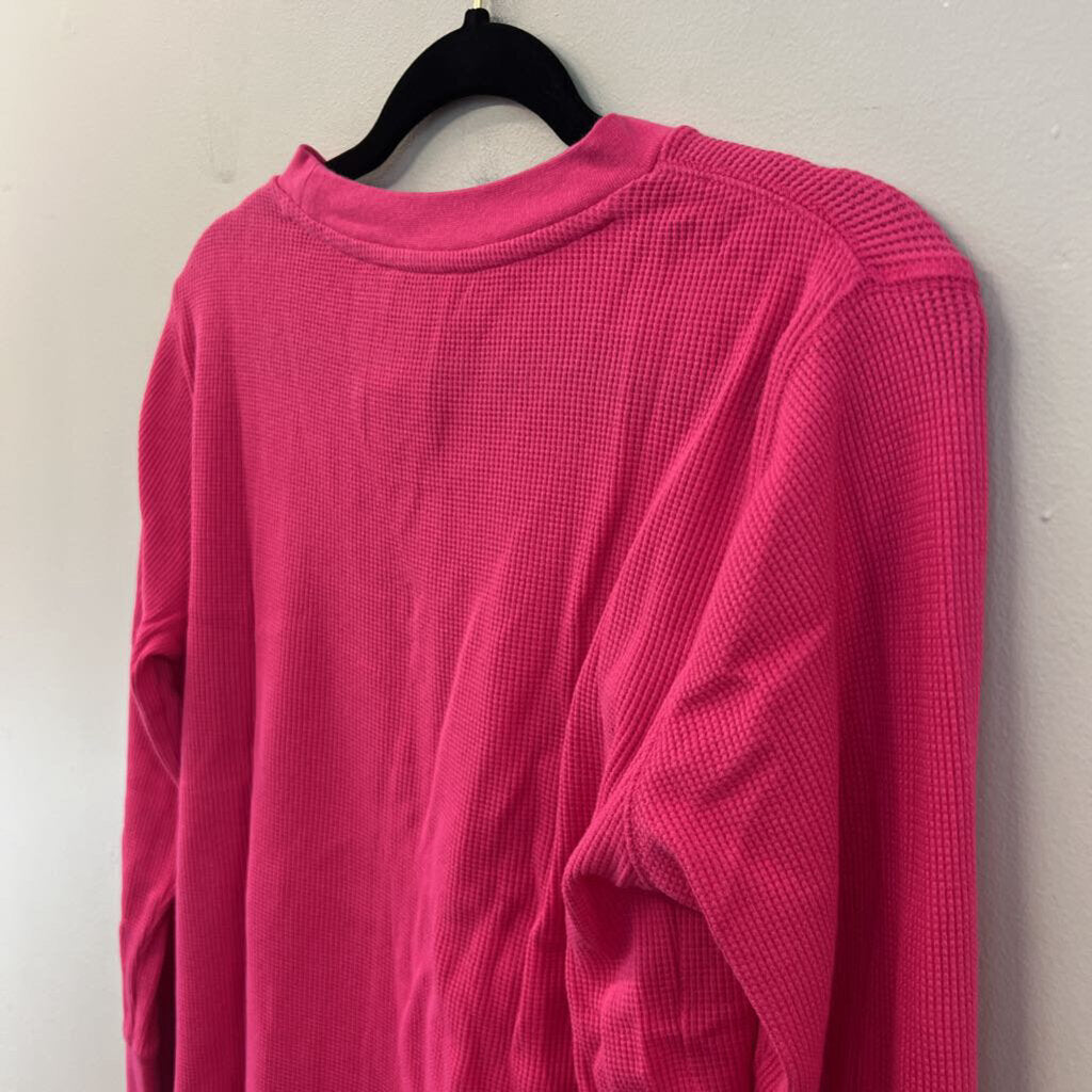 Sundance Pink Waffle Knit Long Sleeve Top Medium Petite