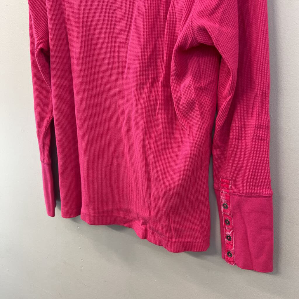 Sundance Pink Waffle Knit Long Sleeve Top Medium Petite