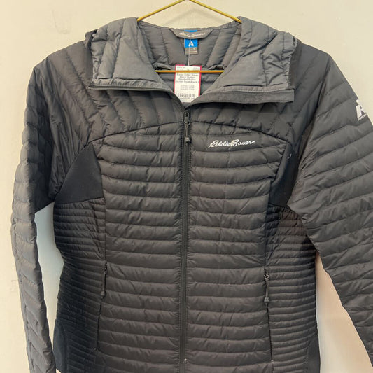 Eddie Bauer Black Quilted Hooded Puffer Jacket Small