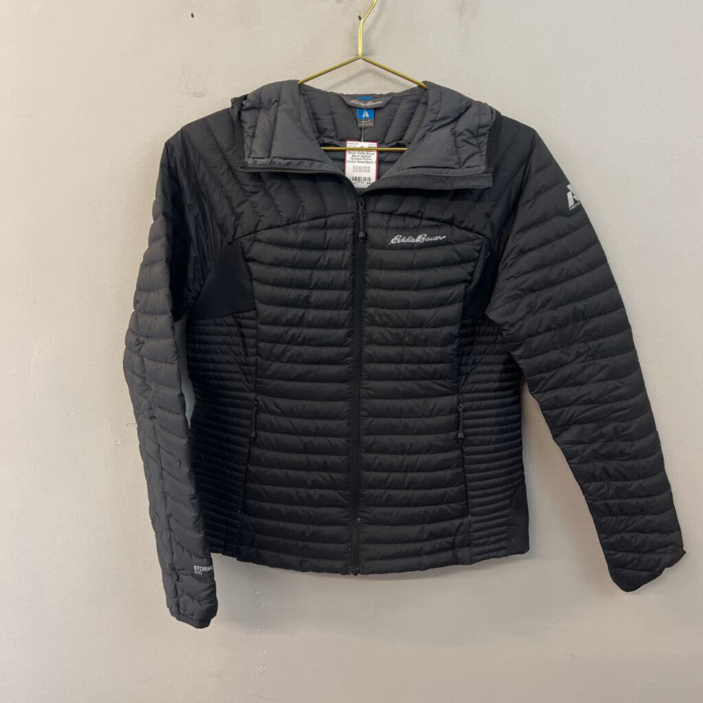 Eddie Bauer Black Quilted Hooded Puffer Jacket Small