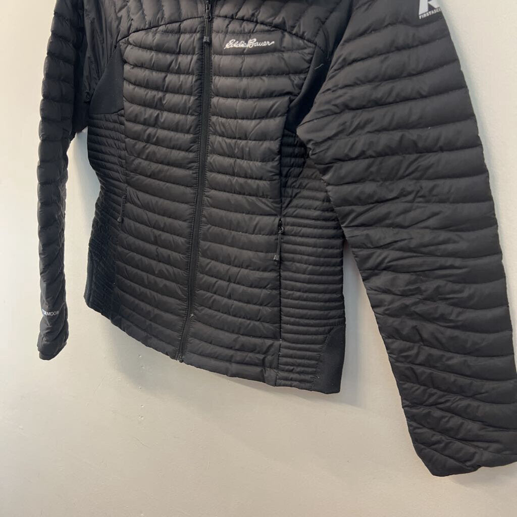 Eddie Bauer Black Quilted Hooded Puffer Jacket Small