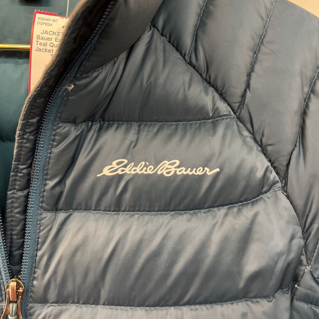 Eddie Bauer Teal Quilted Puffer Jacket Small Petite