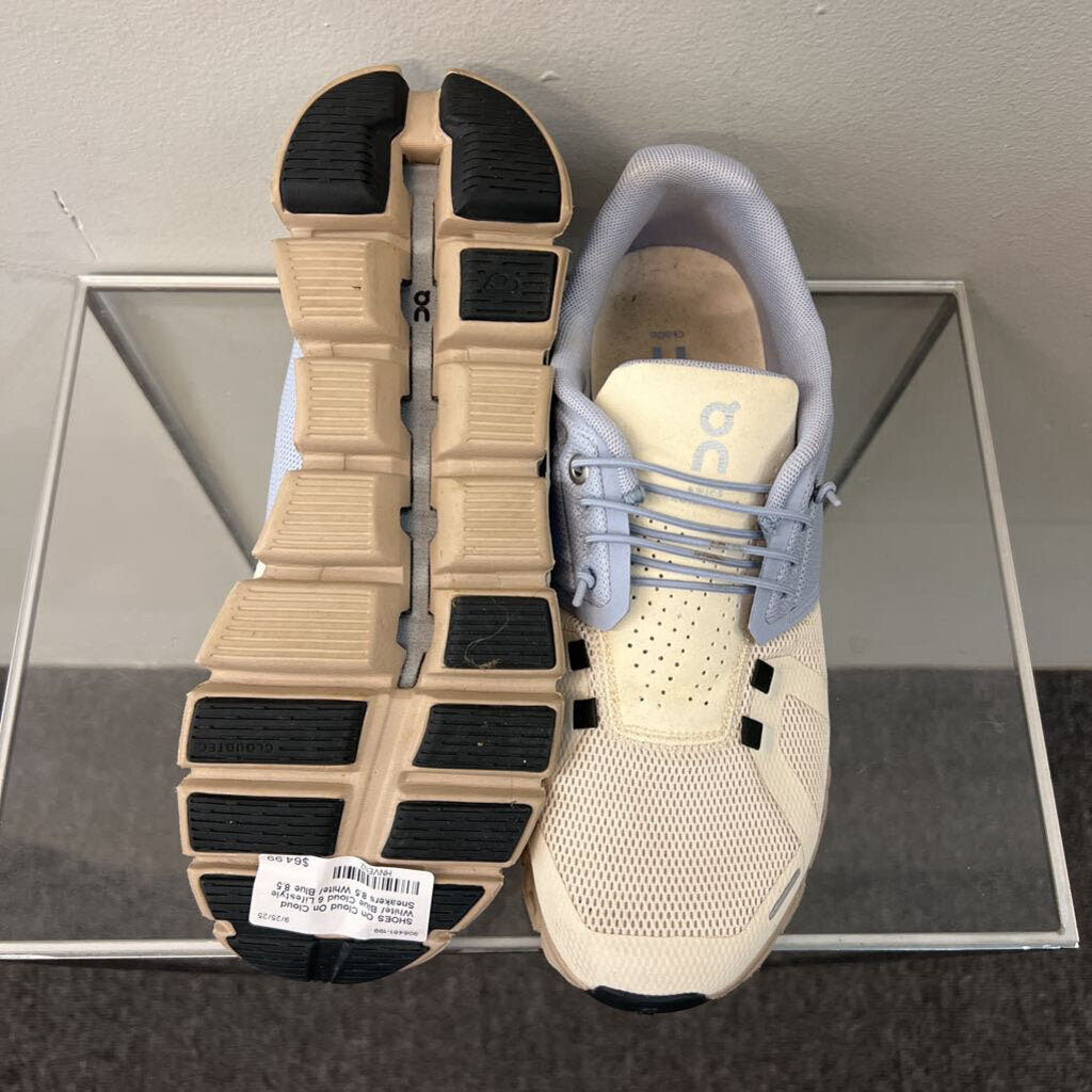On Cloud White/ Blue Cloud 6 Lifestyle Sneakers 8.5