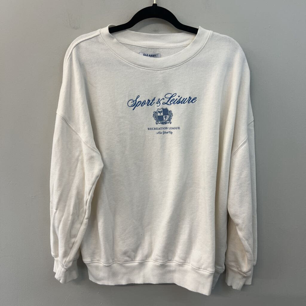 Cream/ Blue Sport and Leisure Long Sleeve Pullover Medium
