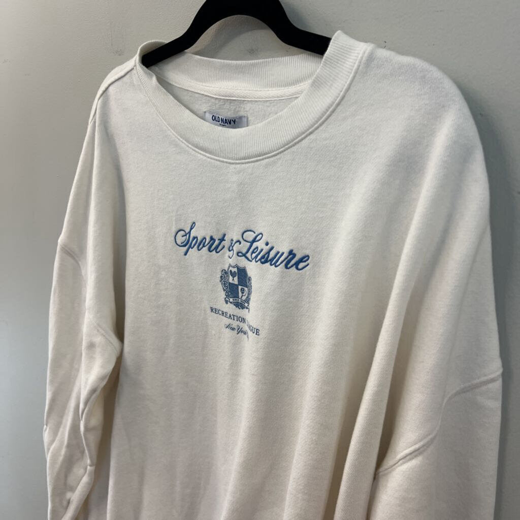 Cream/ Blue Sport and Leisure Long Sleeve Pullover Medium