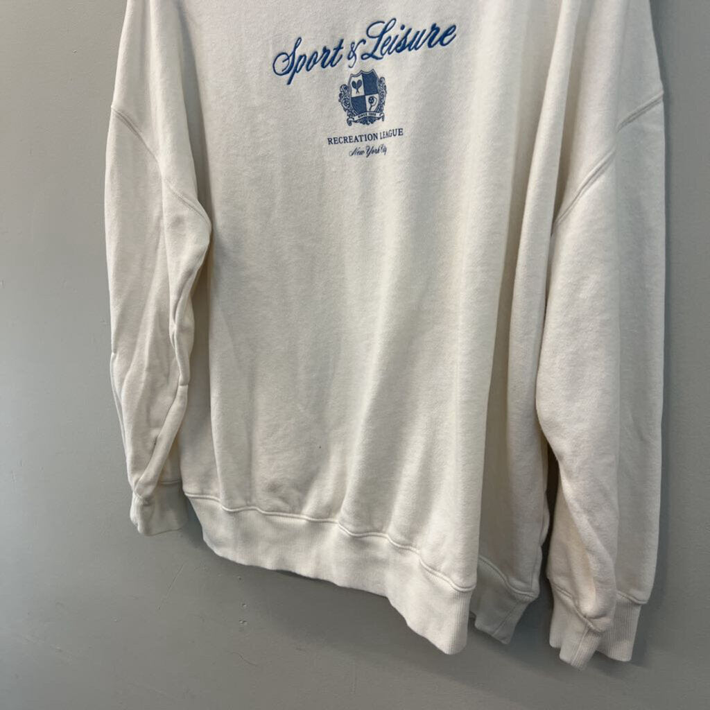 Cream/ Blue Sport and Leisure Long Sleeve Pullover Medium