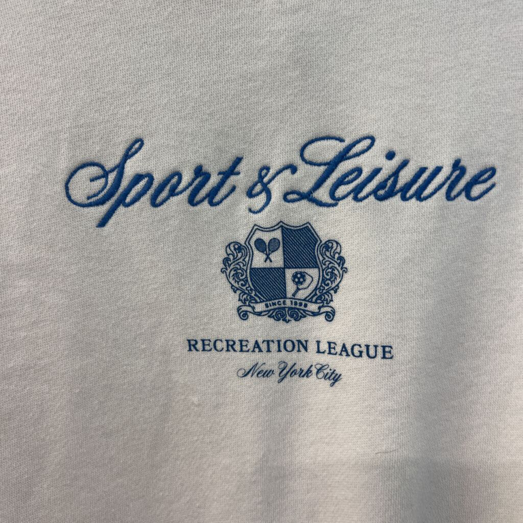 Cream/ Blue Sport and Leisure Long Sleeve Pullover Medium