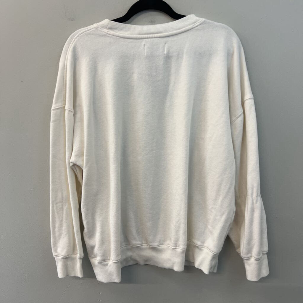 Cream/ Blue Sport and Leisure Long Sleeve Pullover Medium
