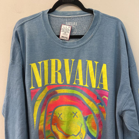 Nirvana Blue/ Multi Graphic Long Sleeve Pullover Small/ Medium