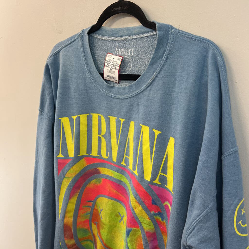 Nirvana Blue/ Multi Graphic Long Sleeve Pullover Small/ Medium