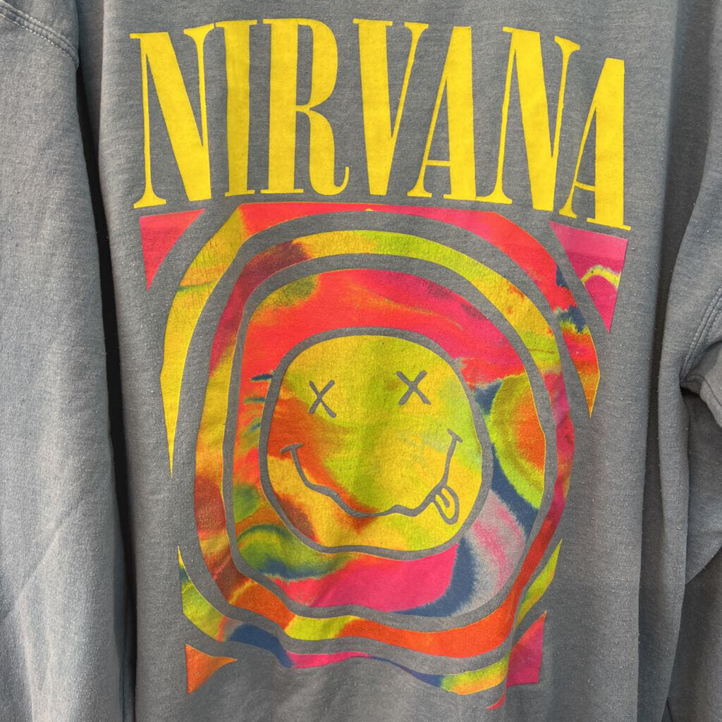 Nirvana Blue/ Multi Graphic Long Sleeve Pullover Small/ Medium