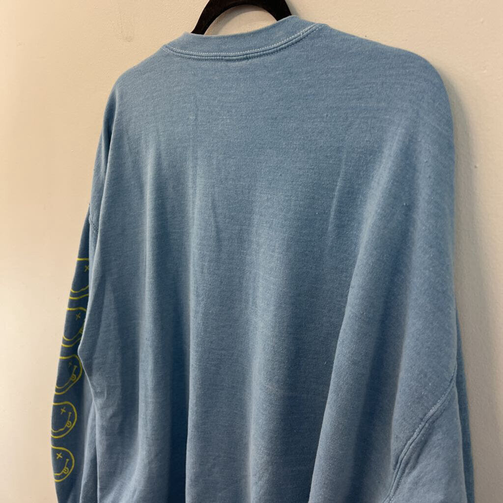 Nirvana Blue/ Multi Graphic Long Sleeve Pullover Small/ Medium