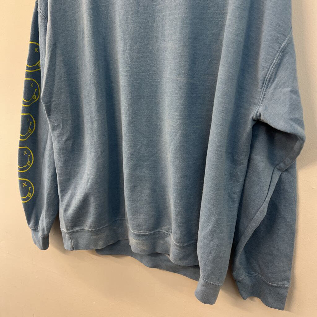 Nirvana Blue/ Multi Graphic Long Sleeve Pullover Small/ Medium
