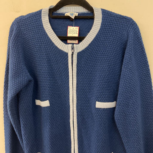 Vintage Blue/ Light Blue Knit Zip Up Sweater Large