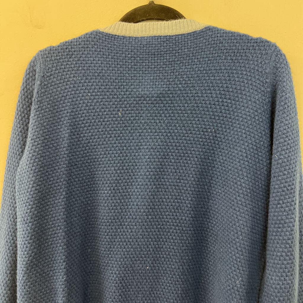 Vintage Blue/ Light Blue Knit Zip Up Sweater Large