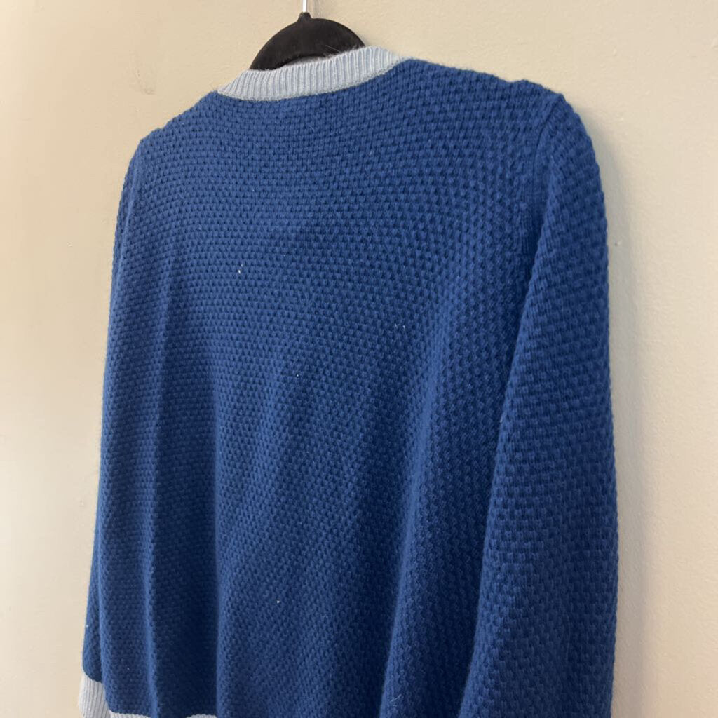 Vintage Blue/ Light Blue Knit Zip Up Sweater Large