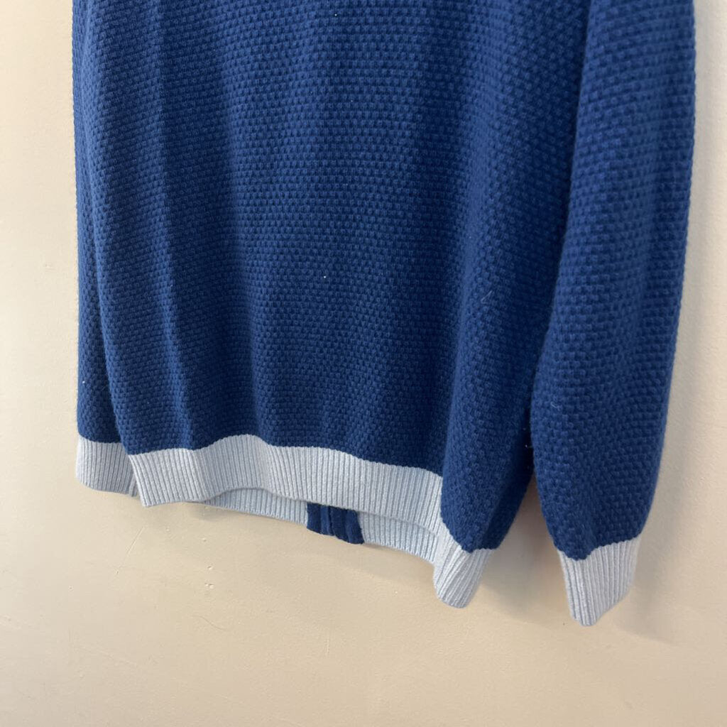 Vintage Blue/ Light Blue Knit Zip Up Sweater Large