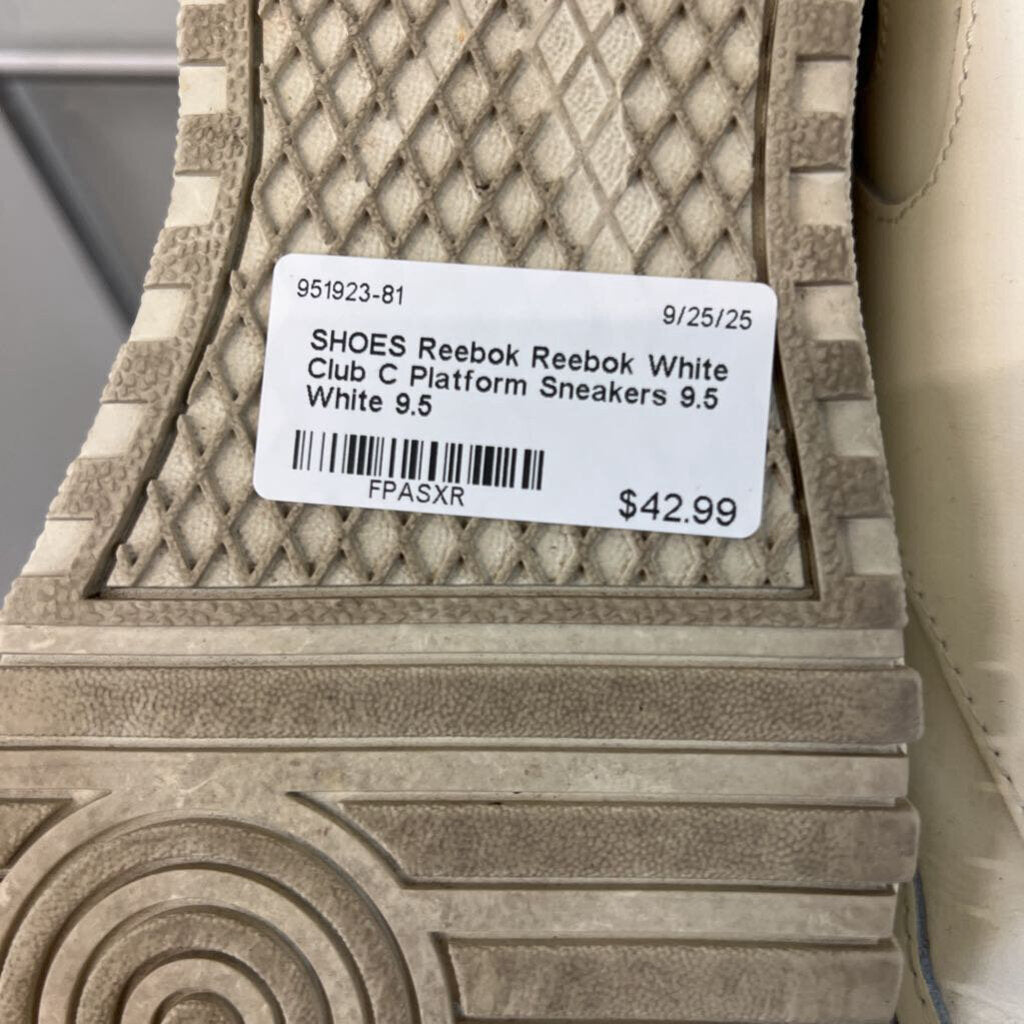 Reebok White Club C Platform Sneakers 9.5