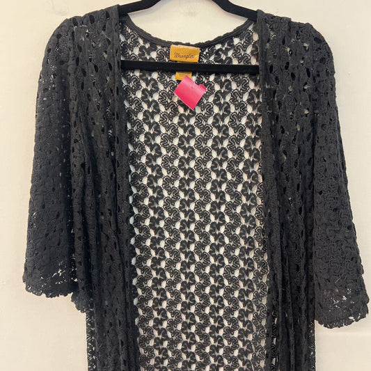 Wrangler Black Crochet Open Front Duster Medium