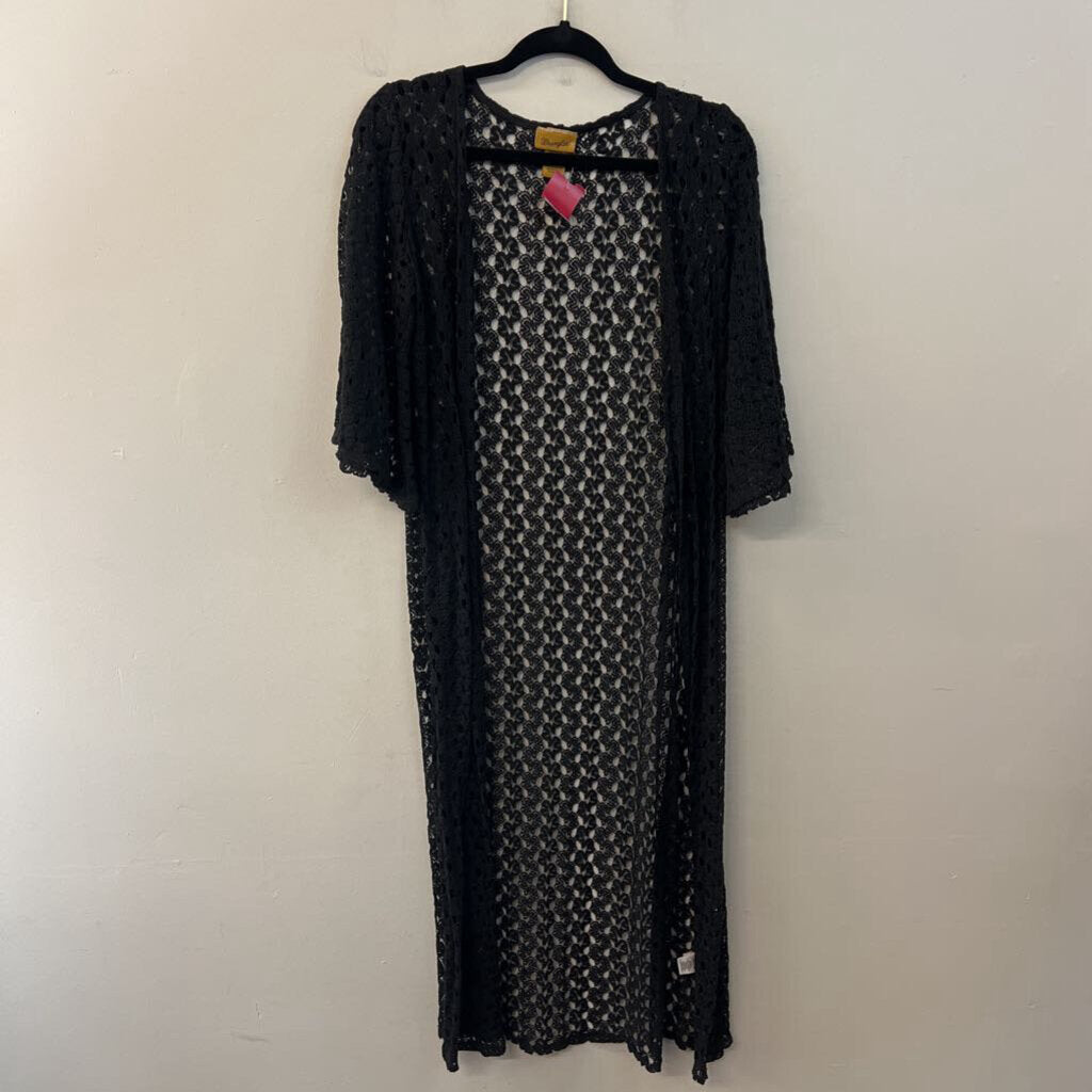 Wrangler Black Crochet Open Front Duster Medium