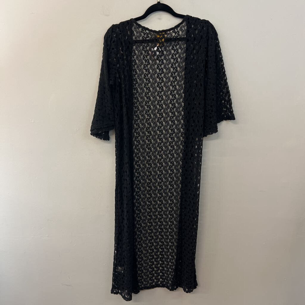 Wrangler Black Crochet Open Front Duster Medium