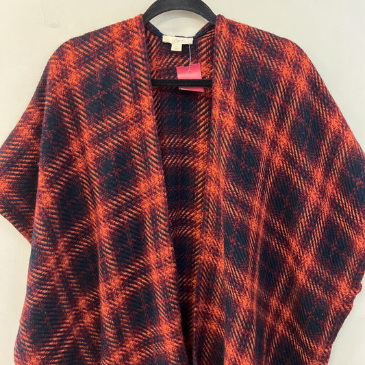 Loft Orange/ Navy Plaid Shoulder Wrap Top Medium/ Large