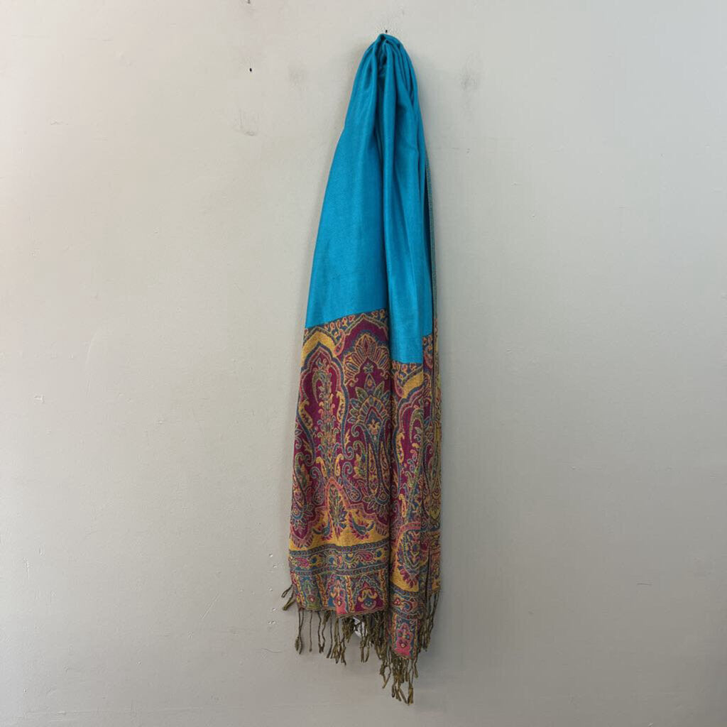 Bright Blue/ Multi Print Scarf