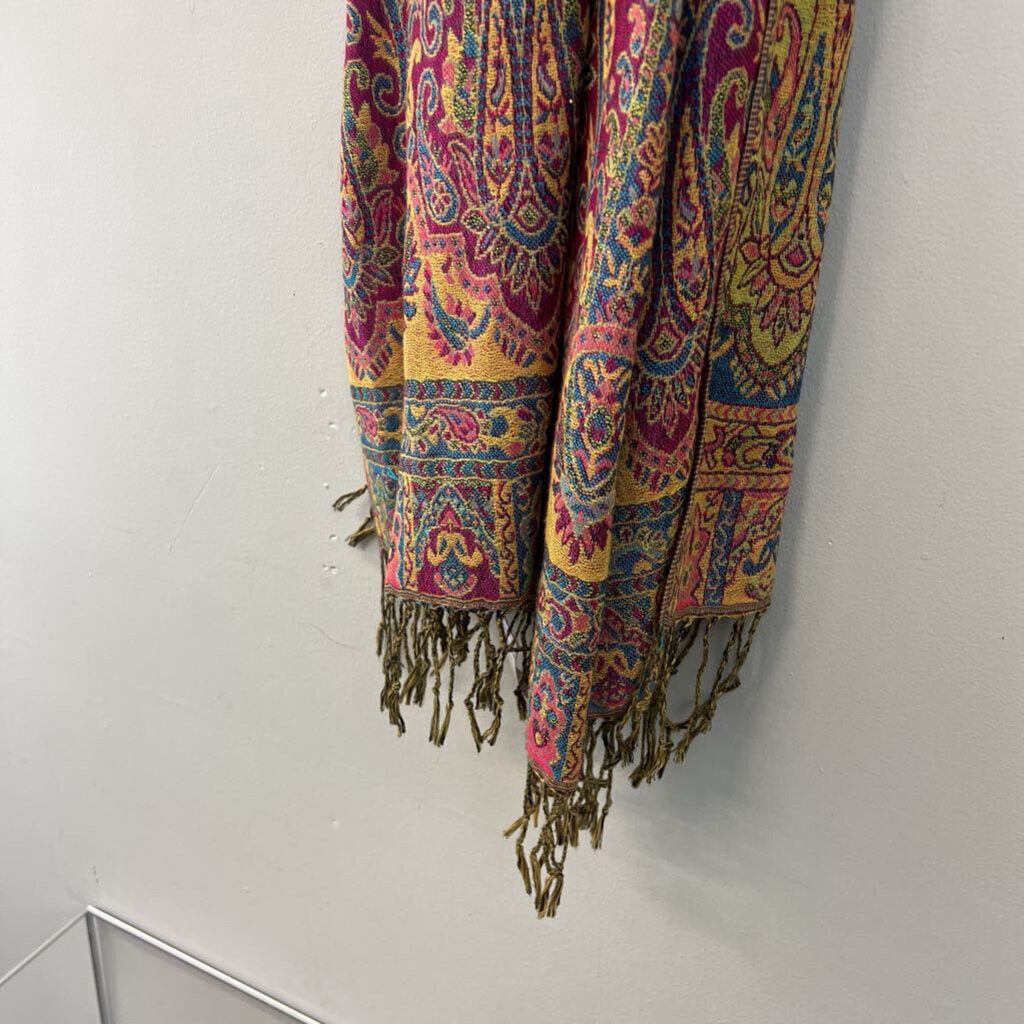 Bright Blue/ Multi Print Scarf