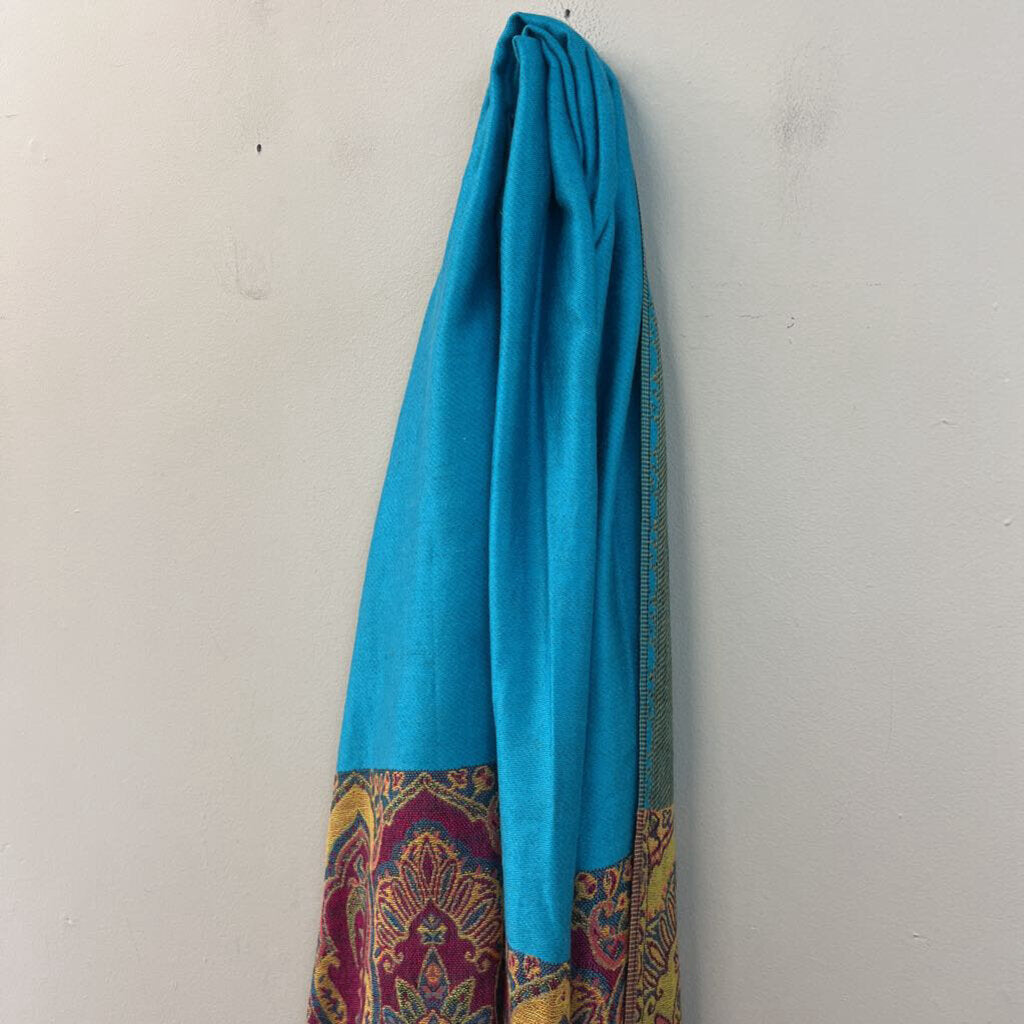 Bright Blue/ Multi Print Scarf