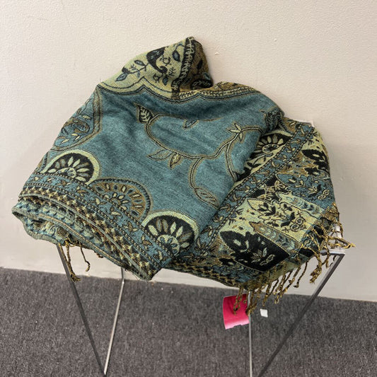 Green/ Blue Print Scarf