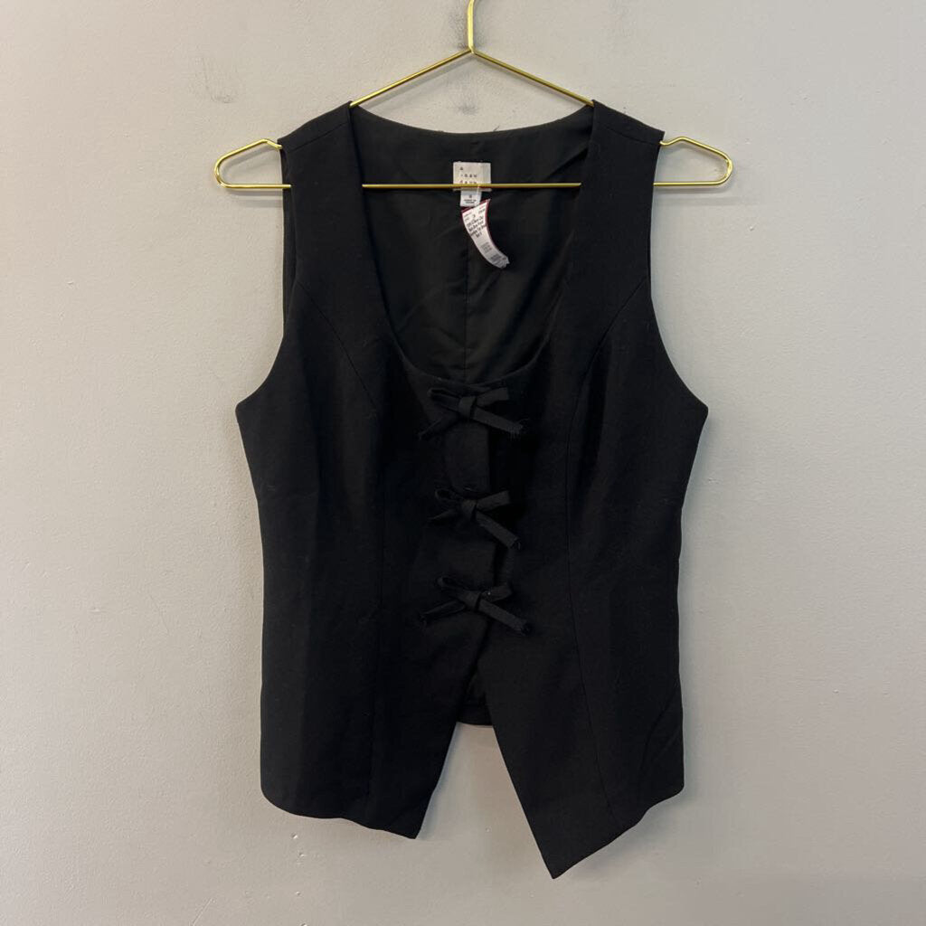Black Bow Front Sleeveless Top Small