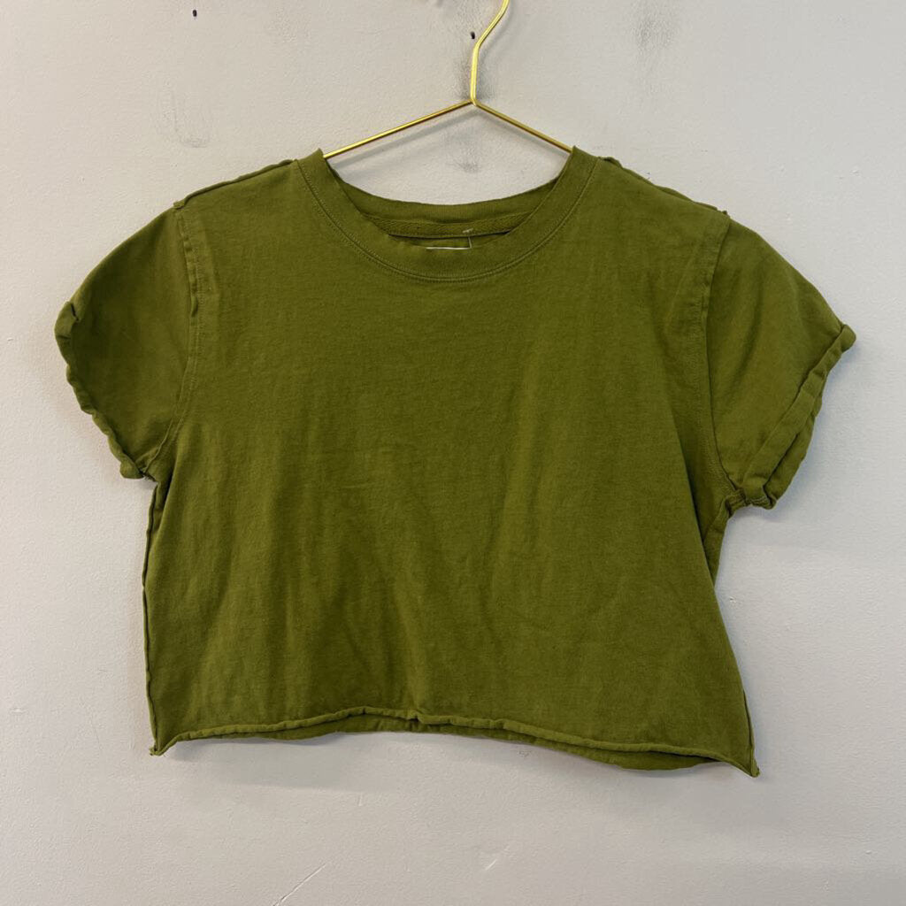 We The Free Green Cropped Short Sleeve Top Medium