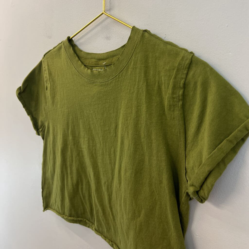 We The Free Green Cropped Short Sleeve Top Medium