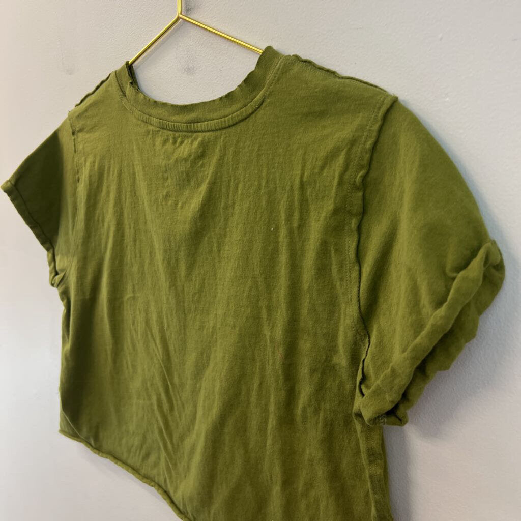 We The Free Green Cropped Short Sleeve Top Medium