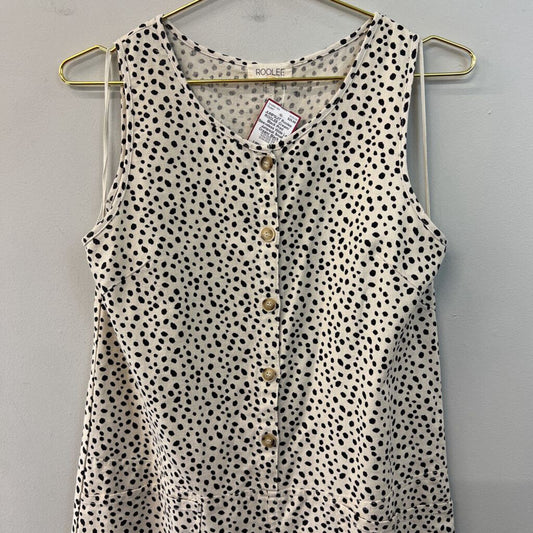 ROOLEE Cream/ Black Print Sleeveless Wide Leg Jumpsuit Small