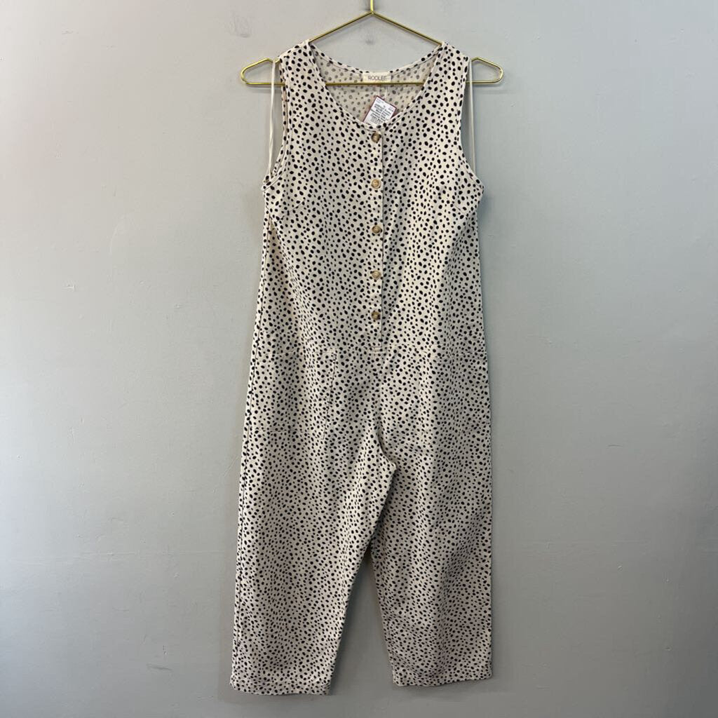 ROOLEE Cream/ Black Print Sleeveless Wide Leg Jumpsuit Small