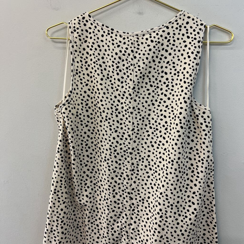 ROOLEE Cream/ Black Print Sleeveless Wide Leg Jumpsuit Small