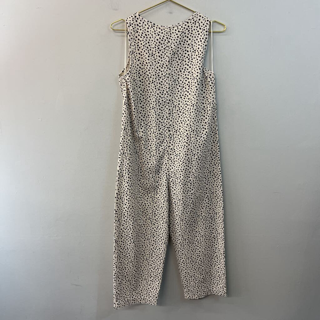 ROOLEE Cream/ Black Print Sleeveless Wide Leg Jumpsuit Small