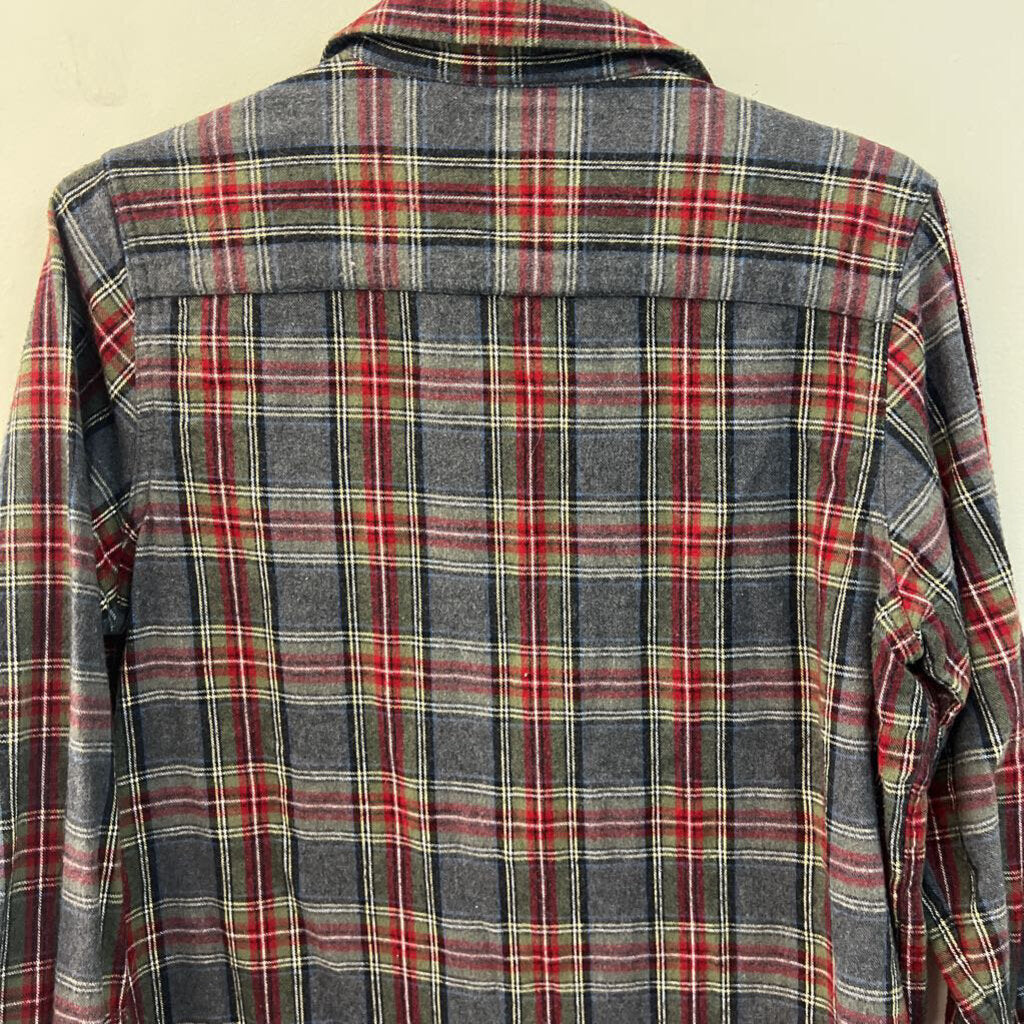 LL Bean Blue/ Multi Plaid Long Sleeve Button Down Top Medium