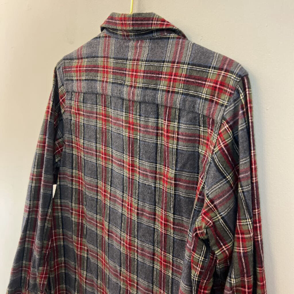 LL Bean Blue/ Multi Plaid Long Sleeve Button Down Top Medium