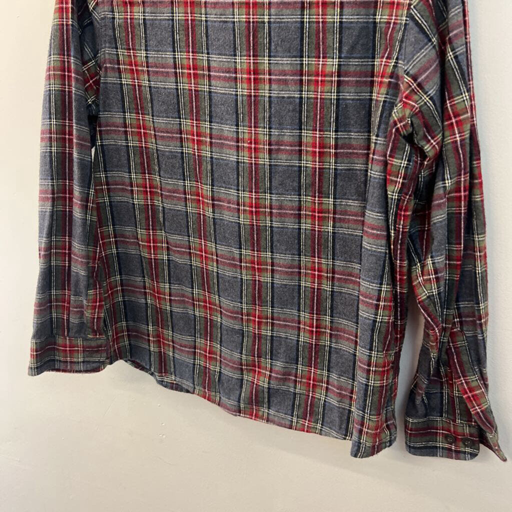 LL Bean Blue/ Multi Plaid Long Sleeve Button Down Top Medium