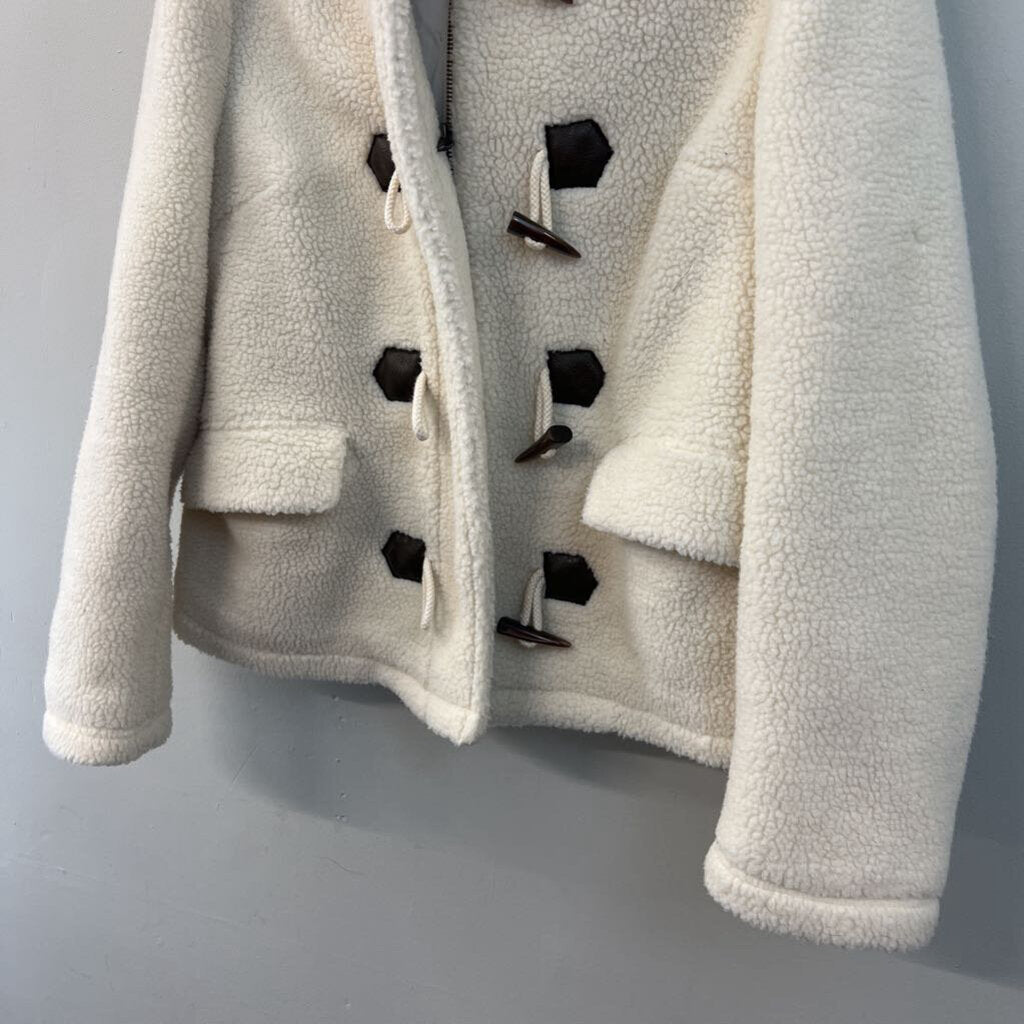 Boden Cream Elgin Borg Hooded Jacket 10