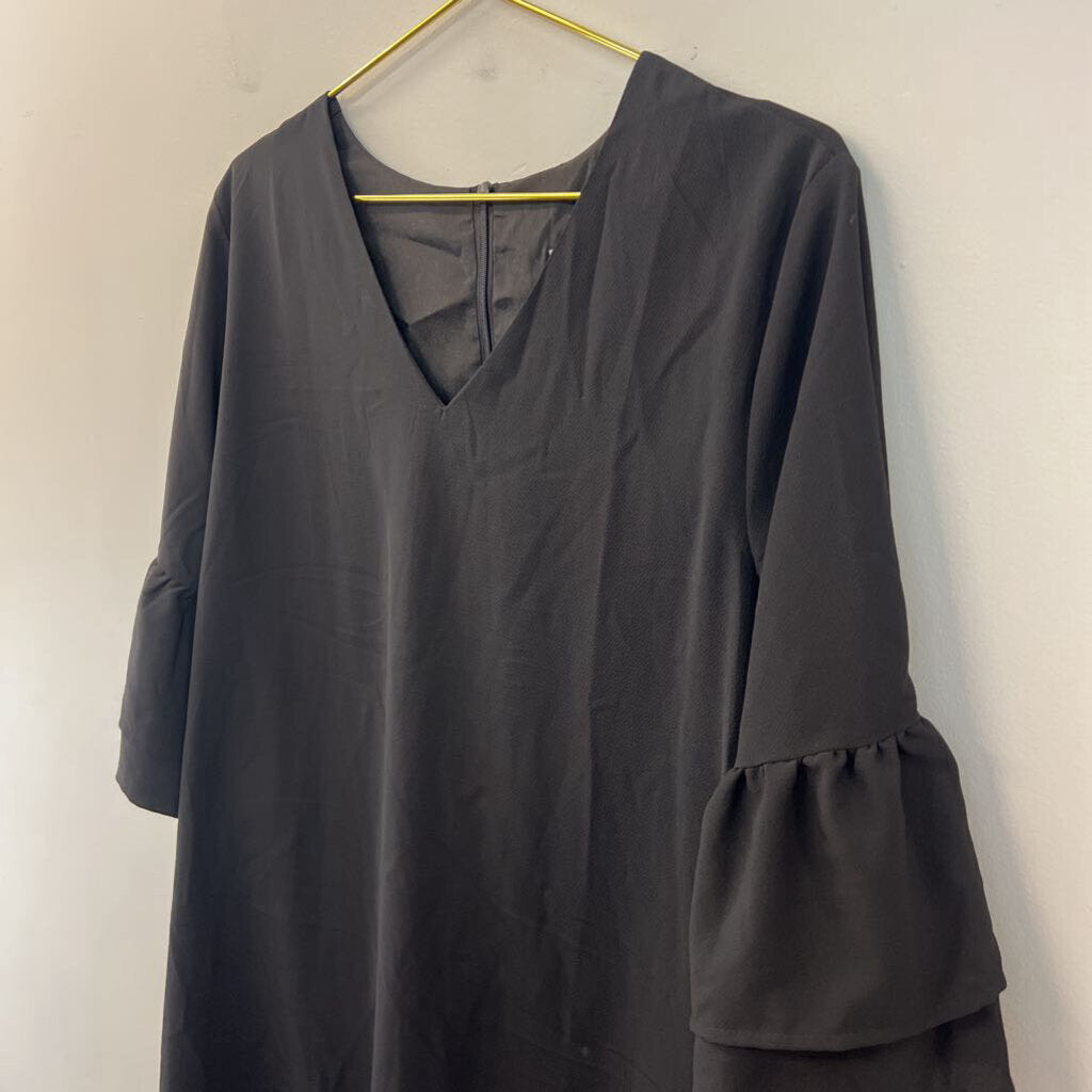 Belongsci Black Long Sleeve Shift Dress Extra Large