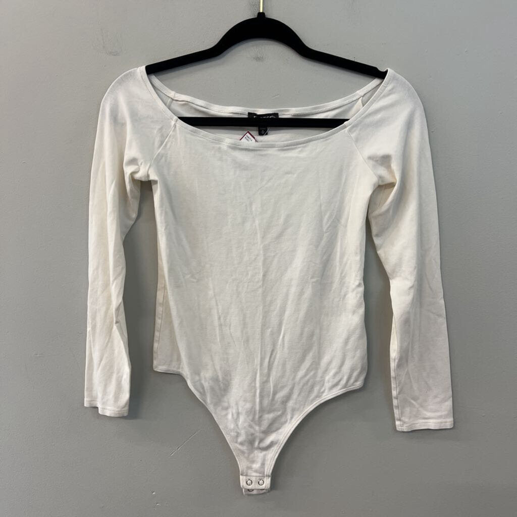 Express White Long Sleeve Off Shoulder Bodysuit Top Medium