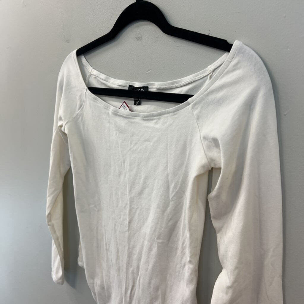 Express White Long Sleeve Off Shoulder Bodysuit Top Medium