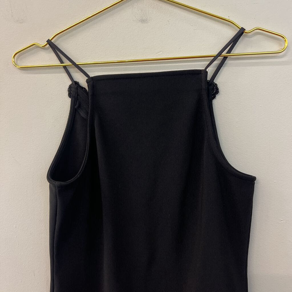 Express Black Lace Lace Up Front Tank Bodysuit Top Medium